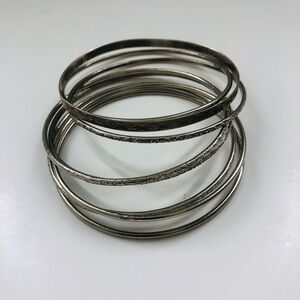 Silver stacking bracelets set